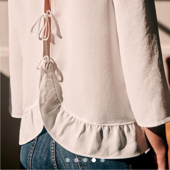 Sezane Debbie White Tie Back Blouse size medium 36 - Picture 4 of 7